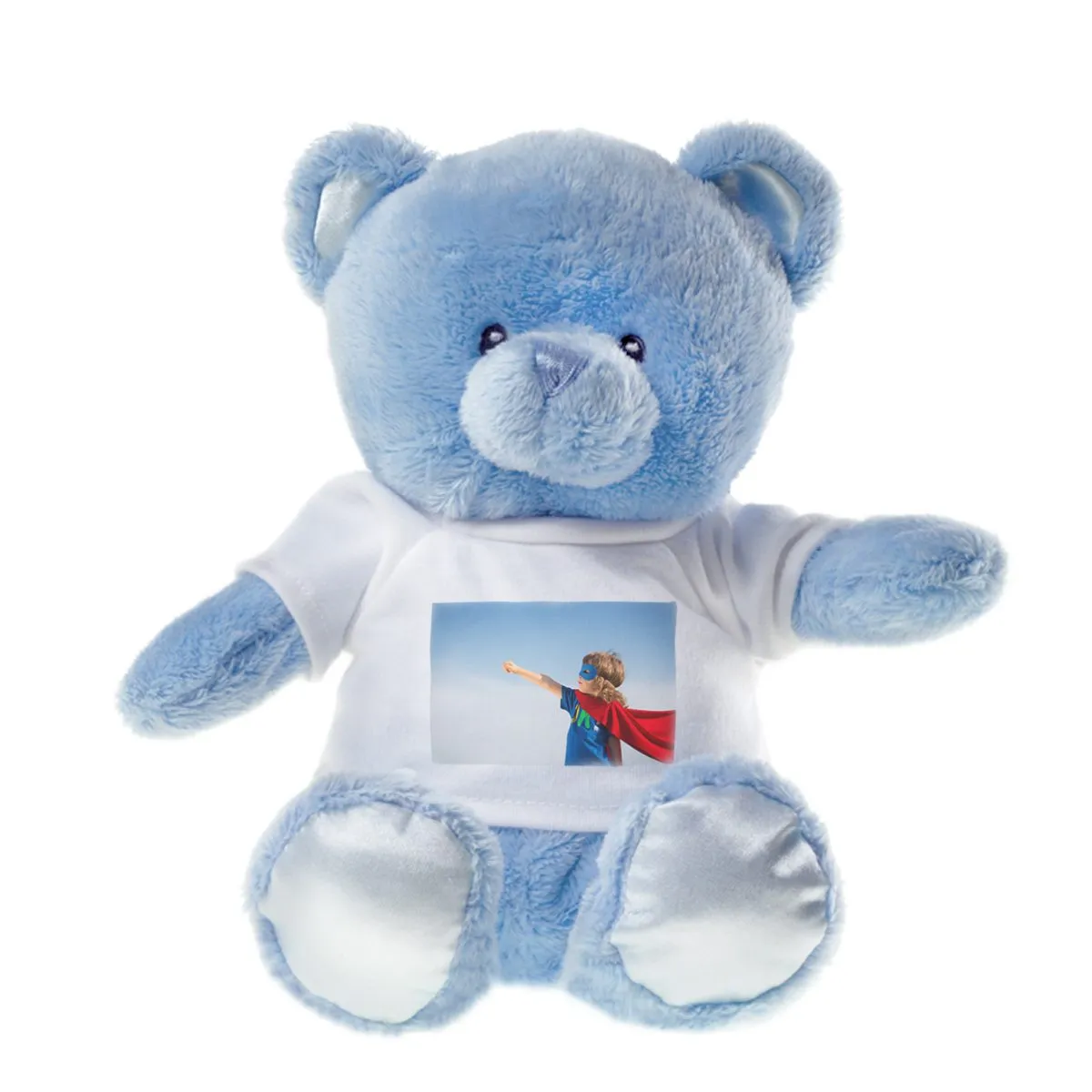Nounours de naissance avec photo personnalisée bleu