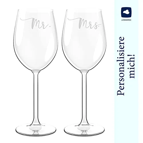 2 verres à vin de mariage Mr et Mrs