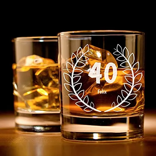 Verre à whisky gravé en l'honneur du 40e anniversaire